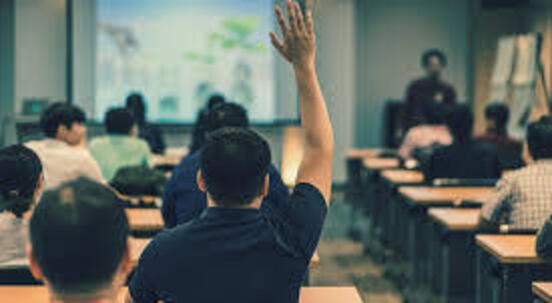 Group of students writing test in offline classroom at MSA Academy